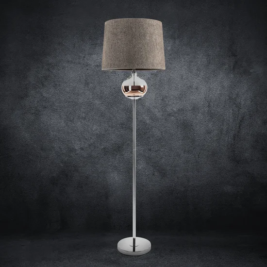 Lampa stojąca AMORA z matowym abażurem o widocznym splocie - ∅ 38 x 157 cm - beżowy