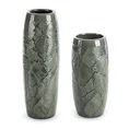Wazon ceramiczny DARA z wytłaczanym wzorem liści - ∅ 14 x 40 cm - turkusowy 4