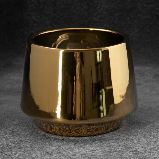 Osłonka ceramiczna na donicę IVA 2 złota - ∅ 18 x 14 cm - złoty