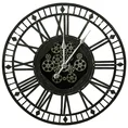 Dekoracyjny zegar ścienny w stylu industrialnym z metalu z ruchomymi kołami zębatymi - 90 x 8 x 90 cm - czarny 1