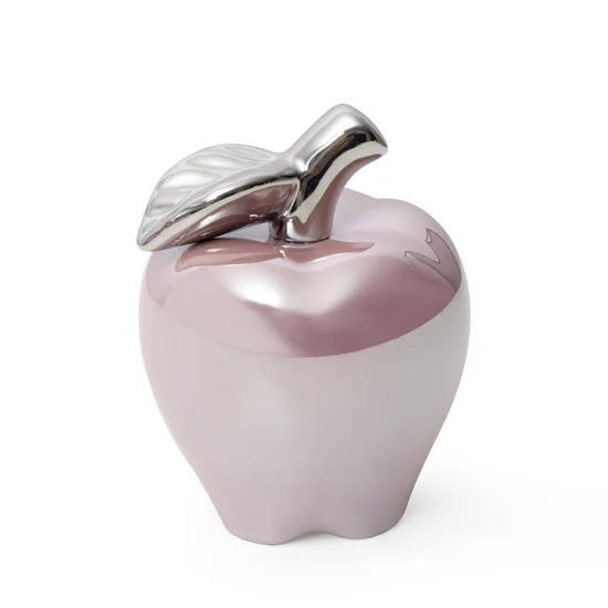 Jabłko - figurka ceramiczna SIMONA z perłowym połyskiem - 11 x 11 x 14 cm - różowy