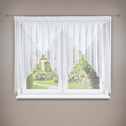 Firana MILENA z gładkiej markizety asymetryczna 400 x 160 cm biały taśma