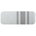 Ręcznik z żakardową bordiurą w romby - 70 x 140 cm - srebrny 3