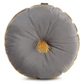 Welwetowa okrągła poduszka z wypełnieniem ze złotym chwostem i lamówką - ∅ 40 cm - popielaty 2