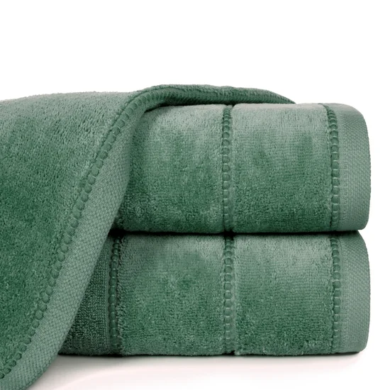 Ręcznik MARI z welurową bordiurą - 50 x 90 cm - butelkowy zielony