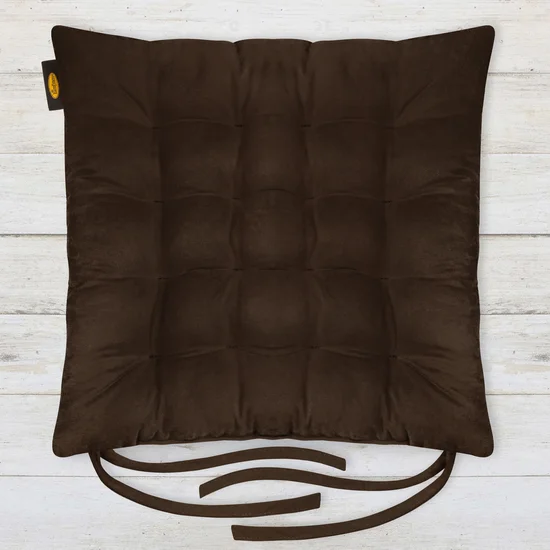 ADORE dwustronna welurowa poduszka siedziskowa na krzesło z szesnastoma pikowaniami, gramatura 195 g/m2 - 40 x 40 x 6 cm - brązowy