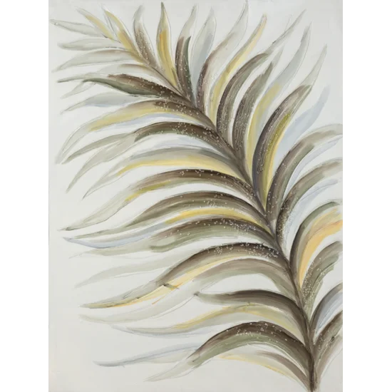 Obraz TREE 4 ręcznie malowany na płótnie liść palmowy - 60 x 80 cm - złoty