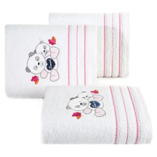 DESIGN 91 Ręcznik dla dzieci z aplikacją z misiami - 50 x 90 cm - biały