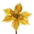 Świąteczny kwiat dekoracyjny z welwetu - 20 cm - złoty 2