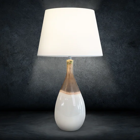 Lampa KATIA na ceramicznej podstawie w stylu boho z cieniowaniem - 28 x 28 x 73 cm - kremowy