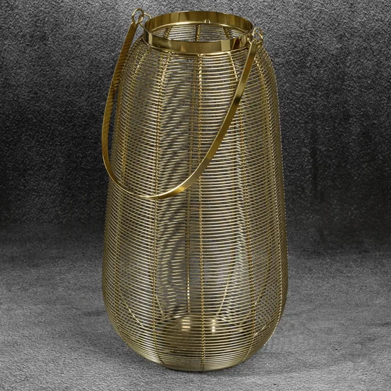 Lampion dekoracyjny MELA złoty z metalu - ∅ 22 x 43 cm - złoty