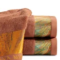 EVA MINGE Ręcznik STELLA z puszystej bawełny z bordiurą zdobioną designerskim nadrukiem - 50 x 90 cm - ceglasty 1