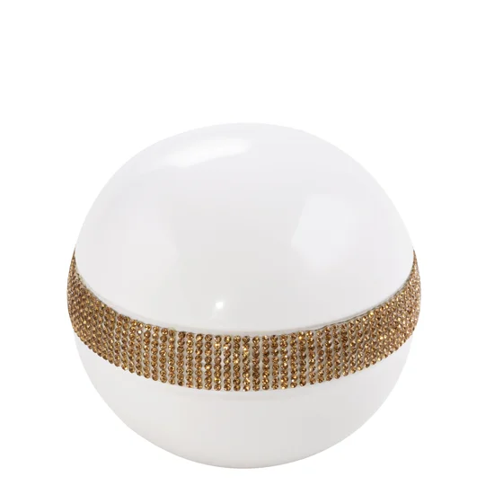 Kula ceramiczna KAJA dekorowana aplikacją ze złotymi kryształkami na białej szkliwionej powierzchni - ∅ 10 x 9 cm - biały