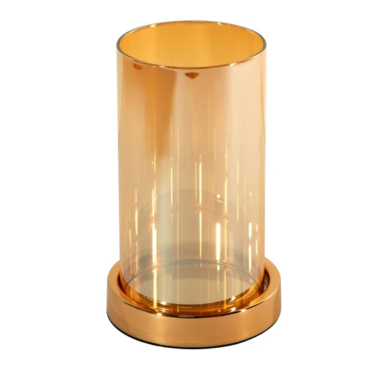 Świecznik dekoracyjny CLAIRE z metalu ze szklanym kloszem - ∅ 12 x 19 cm - złoty