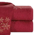Ręcznik świąteczny SANTA 16 bawełniany ze złotym haftem śnieżynek - 50 x 90 cm - czerwony 1