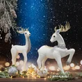 Figurka świąteczna RENIFER z welwetu wykończony lśniącym złotym brokatem - 12 x 7 x 15 cm - biały 2
