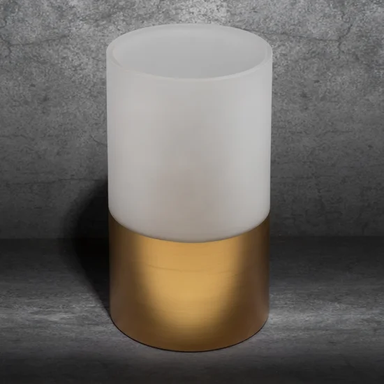 LIMITED COLLECTION Świecznik LUNA biało-złoty ze szkła artystycznego BLASK BIELI - ∅ 15 x 25 cm - biały
