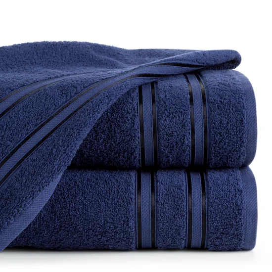 Ręcznik MANOLA z bordiurą podkreśloną żakardowymi paseczkami - 30 x 50 cm - niebieski