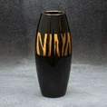 Wazon ceramiczny SELENA  czarny ze złotym zdobieniem - ∅ 11 x 27 cm - czarny 1
