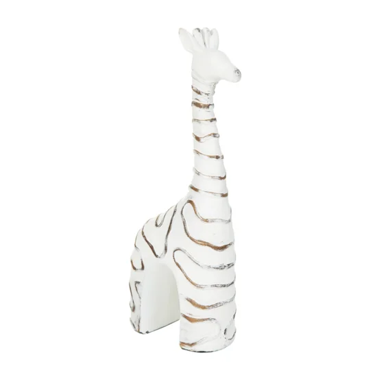 Figurka dekoracyjna żyrafa w stylu shabby chic o przecieranych brzegach - 13 x 7 x 35 cm - biały