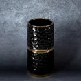 Wazon dekoracyjny ETNA 2 z wytłaczanym wzorem i złotymi akcentami - ∅ 12 x 25 cm - czarny 1
