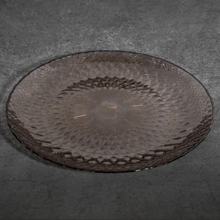 TERRA COLLECTION Patera PALERMO ze szkła dekoracyjnego z geometrycznym wzorem TERRA COLLECTION Patera PALERMO ze szkła dekoracyjnego z geometrycznym wzorem - ∅ 32 x 2 cm