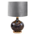 Lampa stołowa KATIE na szklanej podstawie z przecieranego szkła czarno-złota z welwetowym stalowym abażurem - ∅ 40 x 62 cm - czarny 3