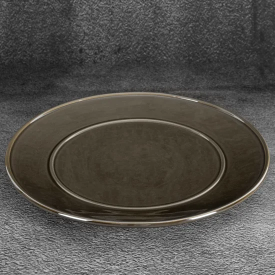 Talerz ceramiczny SIMONA z perłowym połyskiem - ∅ 30 x 2 cm - oliwkowy