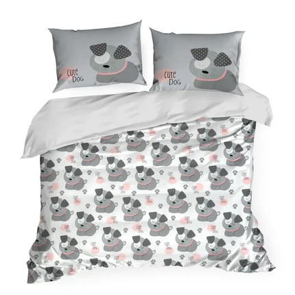DESIGN 91 Komplet pościeli dziecięcej KIDS 07 z bawełny z motywem piesków DESIGN 91 Komplet pościeli dziecięcej KIDS 07 z bawełny z motywem piesków - 160 x 200 cm