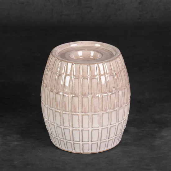 Świecznik EDNA z glinki ceramicznej - ∅ 13 x 15 cm - kremowy