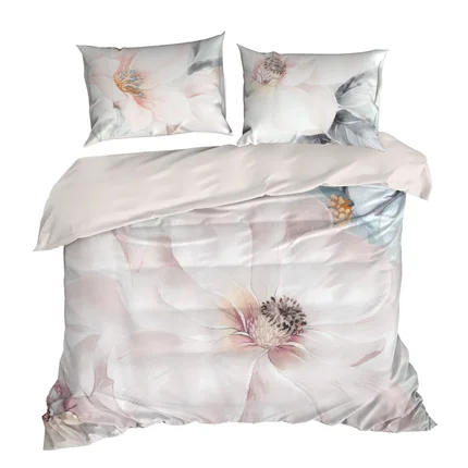 EUROFIRANY PREMIUM Komplet pościeli z makosatyny z pastelowym nadrukiem kwiatów EUROFIRANY PREMIUM Komplet pościeli z makosatyny z pastelowym nadrukiem kwiatów - 160 x 200 cm