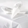 Komplet serwet OLIWIA z tkaniny z dodatkiem bawełny zdobiony aplikacją z kryształów - 32 x 45 cm - biały 1