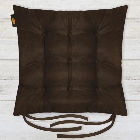 ADORE dwustronna welurowa poduszka siedziskowa na krzesło z dziewięcioma pikowaniami, gramatura 195 g/m2 - 40 x 40 x 6 cm - ciemnobrązowy