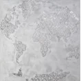Obraz MUNDO ręcznie wykonana na płótnie mapa świata - 80 x 80 cm - popielaty 1