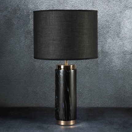 Lampa ceramiczna dekoracyjna MELANI zdobiona marmurkowym wzorem 32 x 32 x 42 cm biały,czarny