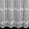 Tkanina firanowa matowa mikrosiateczka z kwiatowym haftem i ażurem - 300 cm - biały 3
