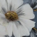 Obraz BLOOM ręcznie malowany na płótnie białe kwiaty wykończone lśniącym brokatem - 80 x 80 cm - popielaty 2