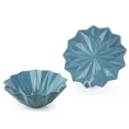 Patera ceramiczna ALANI z geometrycznymi wytłoczeniami - 33 x 33 x 4 cm - niebieski 2