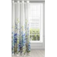 Firana NICOLE z malarskim deseniem niebieskich kwiatów oraz efektem deszczyku - 140 x 250 cm - niebieski 2
