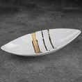 Patera ceramiczna w kształcie łódeczki biało-złota - 40 x 14 x 7 cm - biały 1