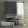 Ręcznik MERY bawełniany zdobiony bordiurą w subtelne pasy - 50 x 90 cm - czarny 4