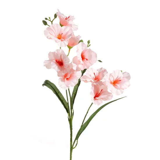 Kwiat sztuczny dekoracyjny z płatkami z jedwabistej tkaniny - ∅ 9 x 80 cm - jasnoróżowy