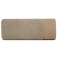 Ręcznik z bawełny zdobiony geometrycznym motywem z żakardową bordiurą - 50 x 90 cm - ciemnobeżowy 3