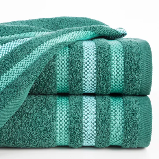 EUROFIRANY CLASSIC Ręcznik bawełniany GRACJA z ozdobną bordiurą w pasy - 30 x 50 cm - zielony