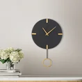 Dekoracyjny zegar ścienny z wahadłem, styl nowoczesny, czarno-złoty - 25 x 5 x 41 cm - stalowy 3