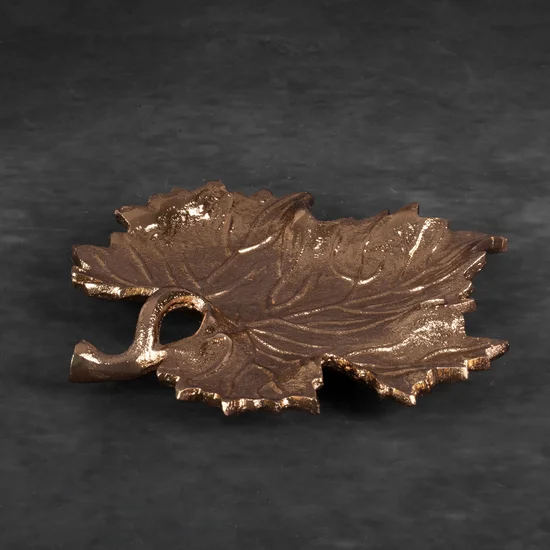 Patera dekoracyjna DALIA z metalu o kształcie liścia - 21 x 21 x 3 cm - złoty