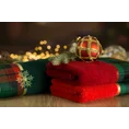 Ręcznik świąteczny CHERRY  01 bawełniany z żakardową bordiurą w kratkę i haftem ze śnieżynkami - 50 x 90 cm - czerwony 7