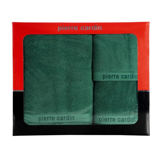 PIERRE CARDIN Komplet ręczników EVI w eleganckim opakowaniu, idealne na prezent! - 40 x 34 x 9 cm - butelkowy zielony