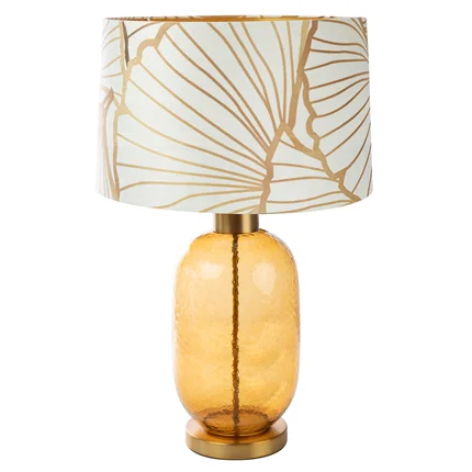 LIMITED COLLECTION Lampa stołowa LUNA 3 z podstawą łączącą szkło i metal oraz welwetowym abażurem BLASK BIELI LIMITED COLLECTION Lampa stołowa LUNA 3 z podstawą łączącą szkło i metal oraz welwetowym abażurem BLASK BIELI - ∅ 40 x 69 cm