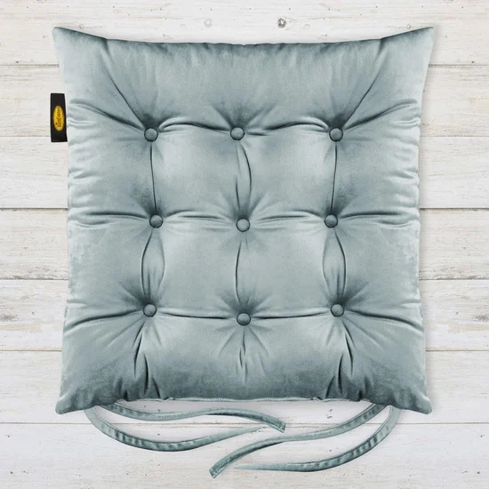 Dwustronna welwetowa poduszka siedziskowa na krzesło z dziewięcioma pikowaniami, gramatura 260 g/m2 - 40 x 40 x 6 cm - jasnopopielaty